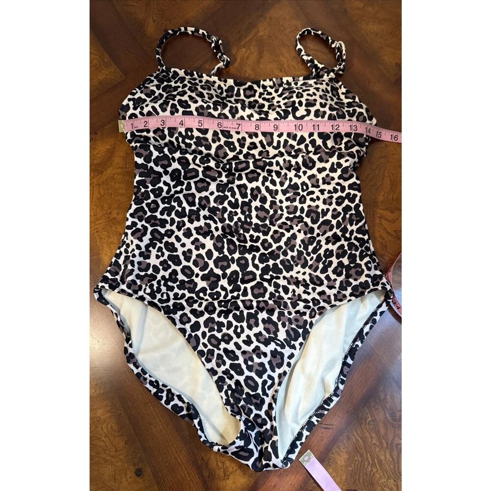 Aqua Green One Piece Swimsuit Cheetah Print Criss Cross Back Strap Built In Bra - Picture 6 of 7